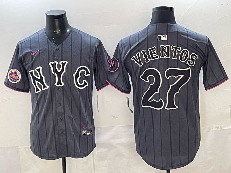 Men New York Mets #27 Vientos Black City Edition Game 2026 Nike MLB Jersey style 01